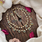 Elegant 2 Layer Green AD Stone Short Neckpiece-Tear drop-G12831