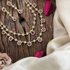 Elegant 2 Layer Red AD Stone Short Neckpiece-Tear drop-G12833