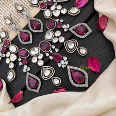 Ruby Red Victorian Diamond Choker Short Neckpiece -VV1214