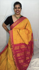Vriksham Mango With Rani Pink Border-Kalyani Cotton Saree-VS4565