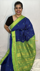 Vriksham Royal Blue With Lime green Border-Kalyani Cotton Saree-VS4562