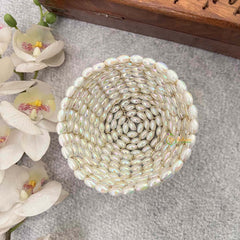 Vriksham Celestial Shimmer Ivory Round Clutch Style With Hair Bun Cage Accessory-H1303