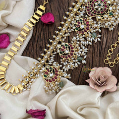 Vriksham Designer Half Moon Style Guttapusalu Hip Chain-Rice Pearl-G20515