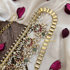 Vriksham Designer Half Moon Style Guttapusalu Hip Chain-Rice Pearl-G20515