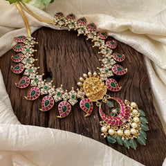 Premium Jadau Kundan Lakshmi Pendant Neckpiece -Beads-Pearls- J2069
