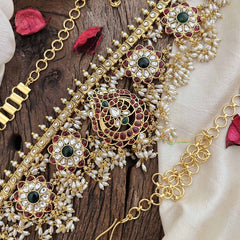 Vriksham Elegant handcrafted South Indian Floral Guttapusalu Hip Chain-Rice Pearl-G20514