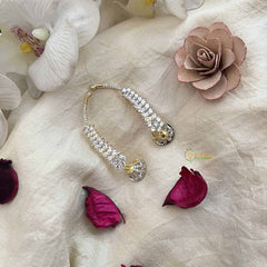 Vriksham Designer Leaf Style AD Silver Statement EarCuff Jhumka Earrings-G20518