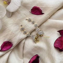 Vriksham Elegant 3 Floral Vine AD Climber-Silver Statement EarCuff Jhumka Earrings-G20517