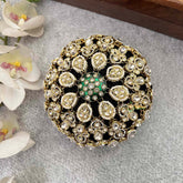 Vriksham Traditional Emerald Green Centerpiece Juda Net With Hair Bun Cage Accessory-H1273