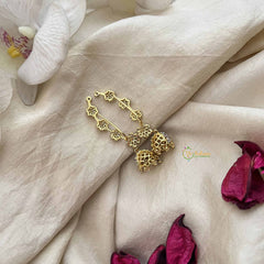 Vriksham Elegant 3 Floral Vine AD Climber-Silver Statement EarCuff Jhumka Earrings-G20517