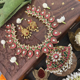 Vriksham Designer Maanga Style Kundan Jadau Neckpiece-Pearl-J3369