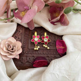 Vriksham Floral Style Kundan Jadau Press Bugadi-Red White-Pearls-J3761