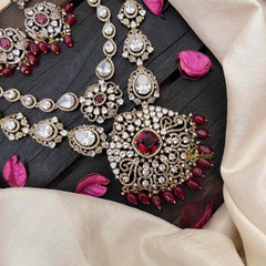 Royal 2 Layer Ruby Red Victorian Diamond Neckpiece-Red Bead-VV1772