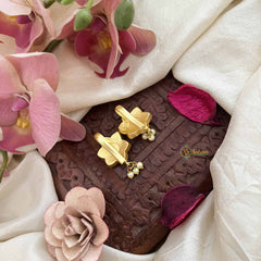 Vriksham Kalyani Gold Tone Floral Kundan Jadau Press Bugadi-Red White & Green-Pearls-J3772