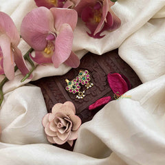 Vriksham Elegant Anvika Floral Kundan Jadau Press Bugadi-Red White & Green-Pearls-J3767