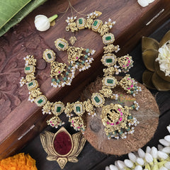 Vriksham Bridal Green Shade Lakshmi Style Kundan Jadau Short Choker-Pearl-J3388