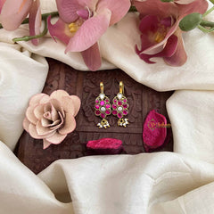 Vriksham Pushapanjali Kundan Jadau Press Bugadi-Red White-Pearls-J3765