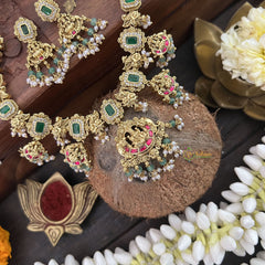 Vriksham Bridal Green Shade Lakshmi Style Kundan Jadau Short Choker-Pearl-J3388