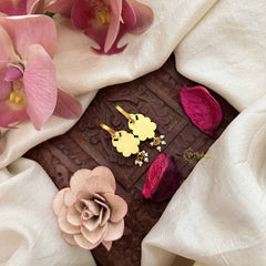 Vriksham Pushapanjali Kundan Jadau Press Bugadi-Red White-Pearls-J3765