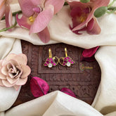 Vriksham Padmavathi Style Kundan Jadau Press Bugadi-Red White-J3762