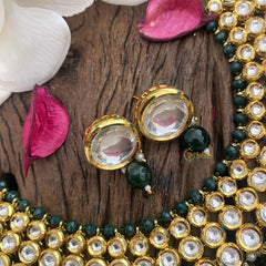 Vriksham Premium Kundan Neckpiece-Bottle Green Beads-G16837