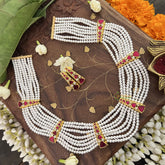 Vriksham Designer 8 Layer Pearl Mala-Red-J3338