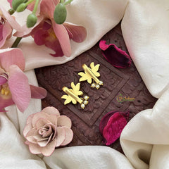 Vriksham Lotus Floral Kundan Jadau Press Bugadi-Red White & Green-Pearls-J3773