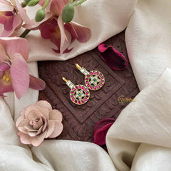 Vriksham Rangleela Floral Kundan Jadau Press Bugadi-Red White & Green-Pearls-J3766