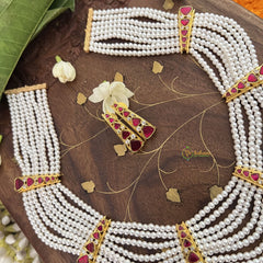 Vriksham Designer 8 Layer Pearl Mala-Red-J3338