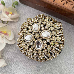 Vriksham Luxury Kundan & Pearl Studded Hair Bun Net & Hair Bun Cage Accessory-H1265