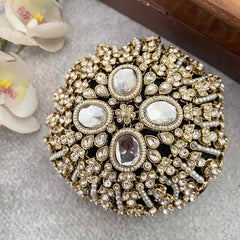 Vriksham Luxury Kundan & Pearl Studded Hair Bun Net & Hair Bun Cage Accessory-H1265