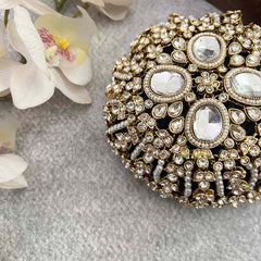 Vriksham Luxury Kundan & Pearl Studded Hair Bun Net & Hair Bun Cage Accessory-H1265