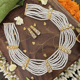 Vriksham Designer 8 Layer Pearl Mala-White-J3339