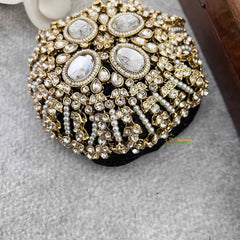 Vriksham Luxury Kundan & Pearl Studded Hair Bun Net & Hair Bun Cage Accessory-H1265
