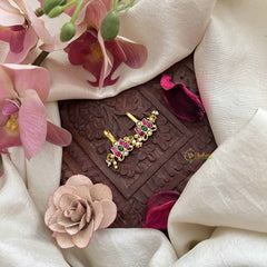 Vriksham Premium Butterfly Kundan Jadau Press Bugadi-Red White & Green-Pearls-J3770