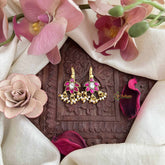 Vriksham Aarohi Antique Floral Kundan Jadau Press Bugadi-Red White-Pearls-J3764