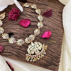 Elegant AD Stone 90's Style Short Neckpiece-Red Green-G15427