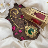 Vriksham Kerala Round Palakka WIth Krishna  Fusion Pendant Neckpiece-Green-G19826