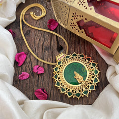 Vriksham Kerala Round Palakka WIth Krishna  Fusion Pendant Neckpiece-Green-G19826