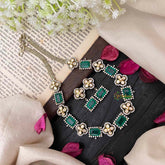 Elegant Green Victorian Diamond Neckpiece-VV1779