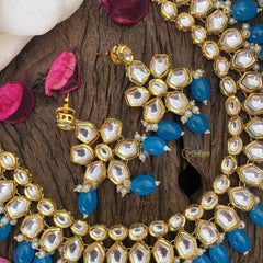 Vriksham Premium Kundan Neckpiece-Sky Blue Beads-G16836