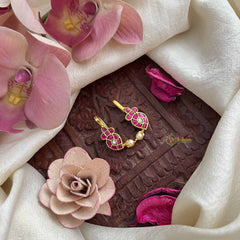 Vriksham Manga Style Kundan Jadau Press Bugadi-Red White-Pearls-J3775