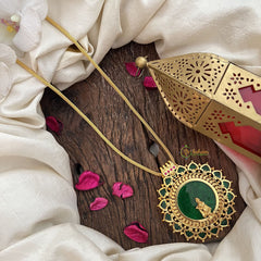 Vriksham Kerala Round Palakka WIth Krishna  Fusion Pendant Neckpiece-Green-G19826