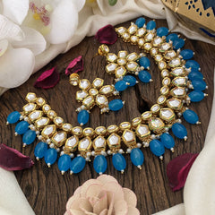 Vriksham Premium Kundan Neckpiece-Sky Blue Beads-G16836