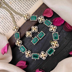 Elegant Green Victorian Diamond Neckpiece-VV1779