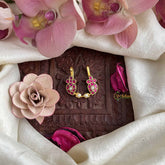 Vriksham Manga Style Kundan Jadau Press Bugadi-Red White-Pearls-J3775