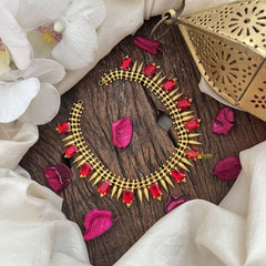 Vriksham Antique Gold Plated Red Stone Neckpiece-G19899