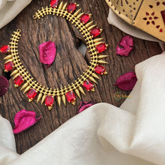 Vriksham Antique Gold Plated Red Stone Neckpiece-G19899