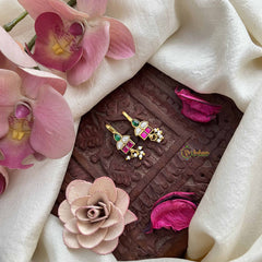 Vriksham Geometric Teardrop Style Kundan Jadau Press Bugadi-Red White-Pearls-J3776