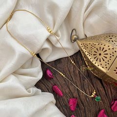 Vriksham Delicate Gold Plated Green Stone Kerala Palakka Pendant Chain Neckpiece-G19901